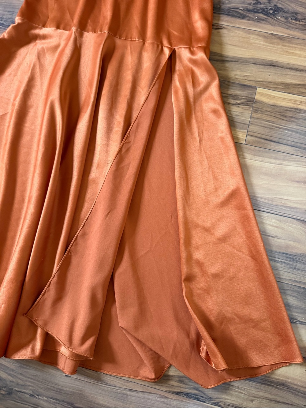 Satin Tie-Shoulder Strap in Burnt Orange Maxi Dress - Picture 2 of 9